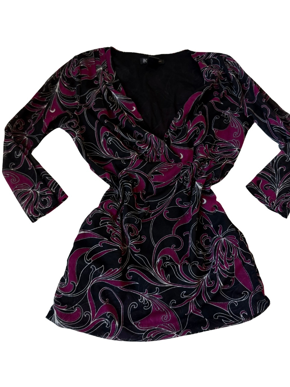INC International Concepts Black & Magenta Wrap Tunic